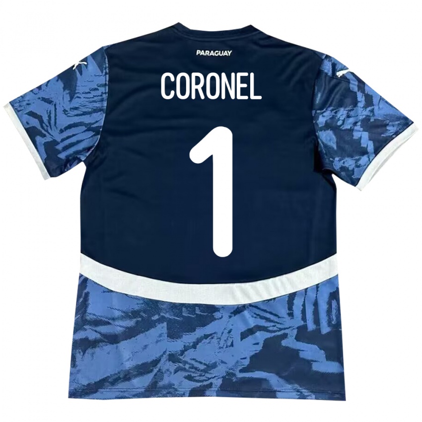 Hombre Camiseta Paraguay Carlos Coronel #1 Azul 2ª Equipación 24-26 La Camisa Argentina