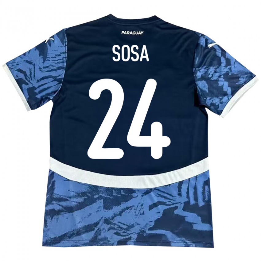 Hombre Camiseta Paraguay Ramón Sosa #24 Azul 2ª Equipación 24-26 La Camisa Argentina