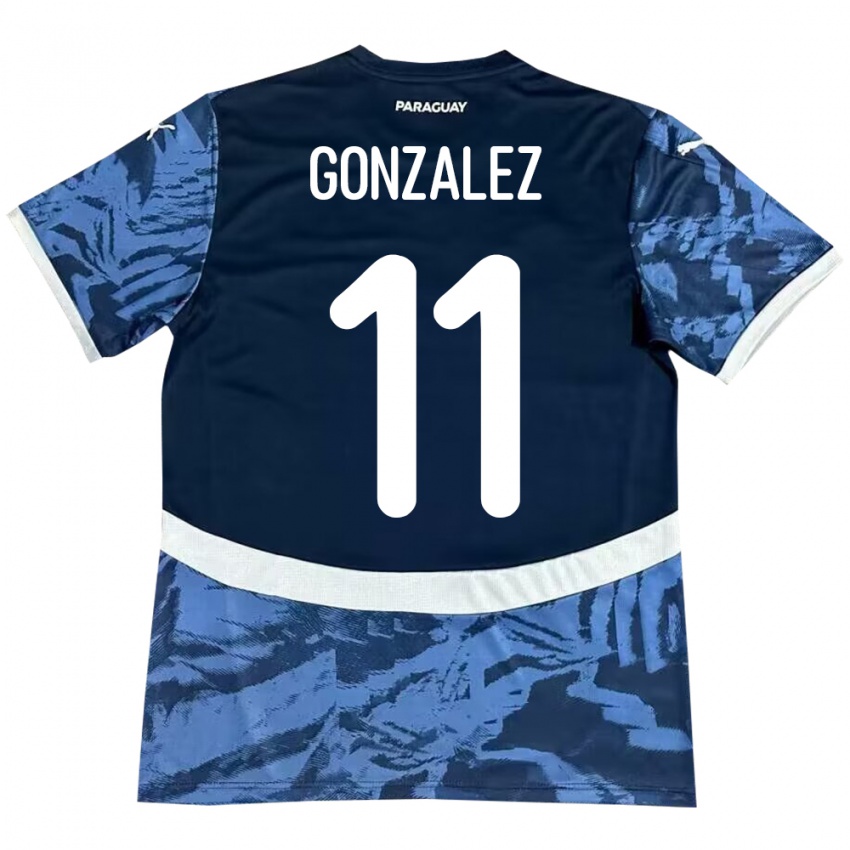 Hombre Camiseta Paraguay Enso González #11 Azul 2ª Equipación 24-26 La Camisa Argentina