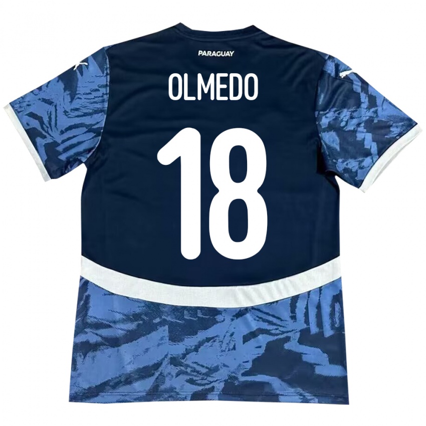 Hombre Camiseta Paraguay Cesar Olmedo #18 Azul 2ª Equipación 24-26 La Camisa Argentina