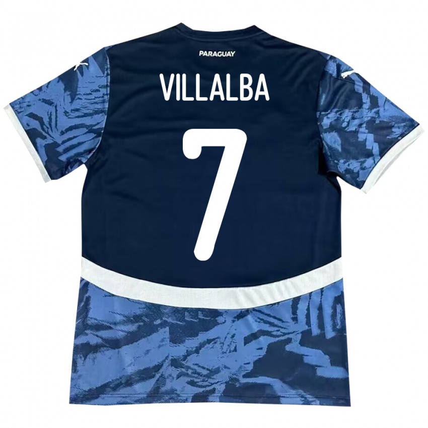 Hombre Camiseta Paraguay Rodrigo Villalba #7 Azul 2ª Equipación 24-26 La Camisa Argentina