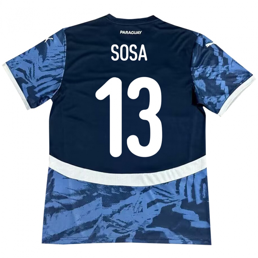 Hombre Camiseta Paraguay Alex Sosa #13 Azul 2ª Equipación 24-26 La Camisa Argentina