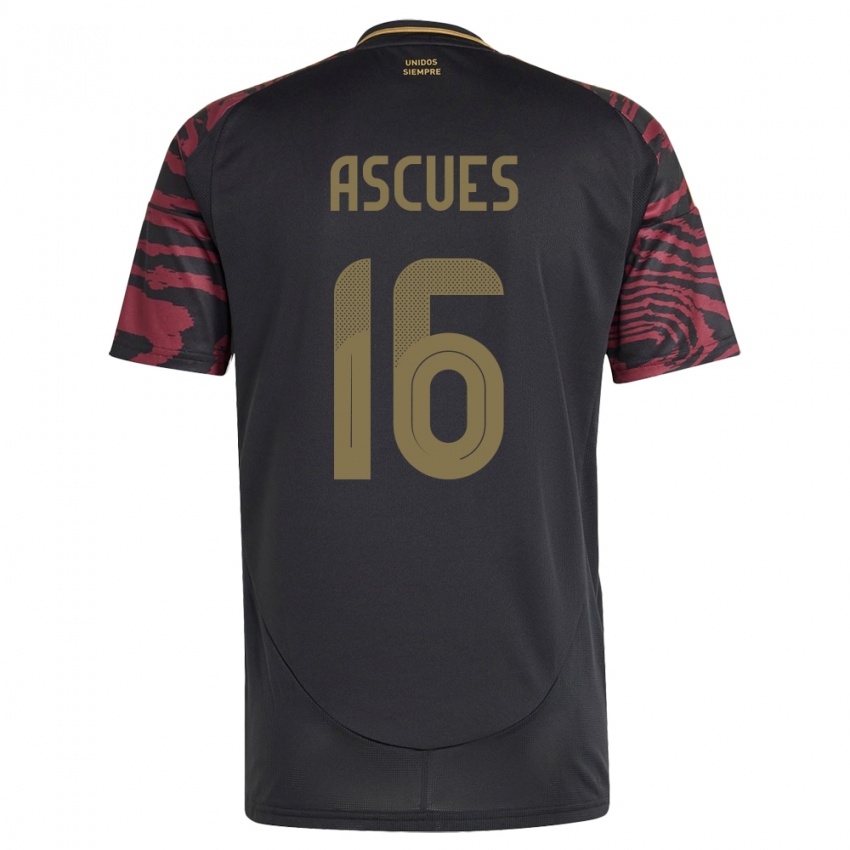 Hombre Camiseta Perú Carlos Ascues #16 Negro 2ª Equipación 24-26 La Camisa Argentina