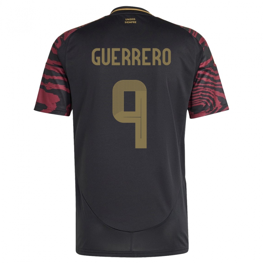 Hombre Camiseta Perú Paolo Guerrero #9 Negro 2ª Equipación 24-26 La Camisa Argentina