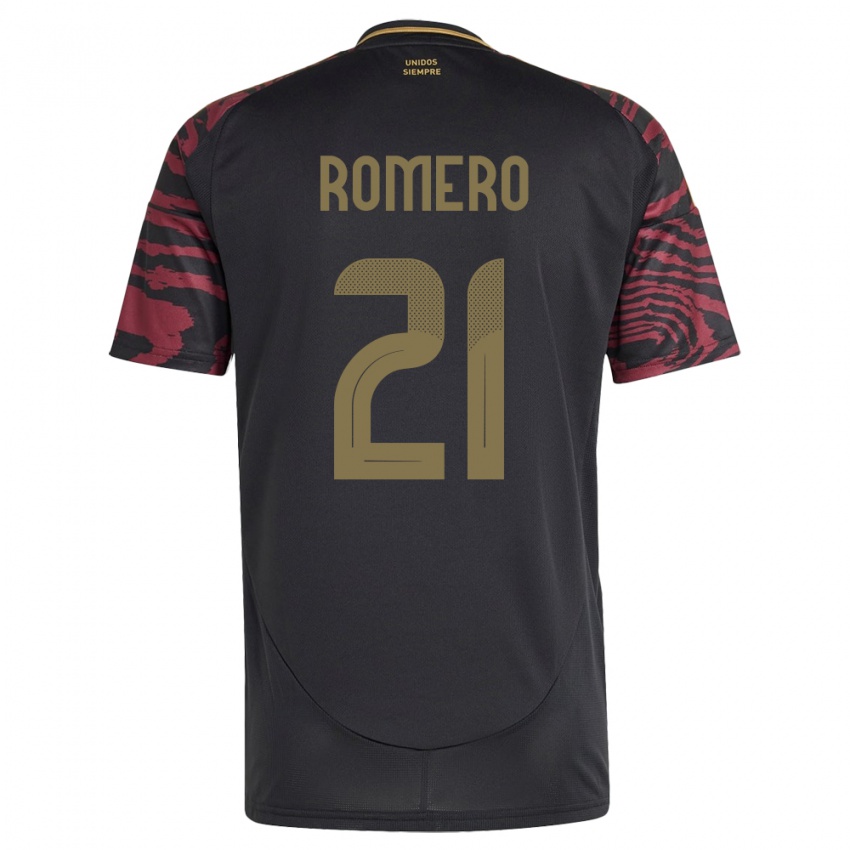 Hombre Camiseta Perú Diego Romero #21 Negro 2ª Equipación 24-26 La Camisa Argentina