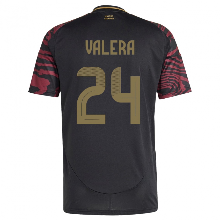 Hombre Camiseta Perú Álex Valera #24 Negro 2ª Equipación 24-26 La Camisa Argentina