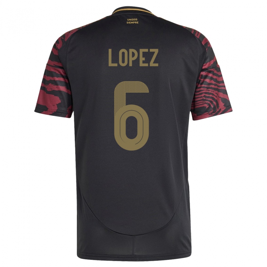 Hombre Camiseta Perú Marcos López #6 Negro 2ª Equipación 24-26 La Camisa Argentina