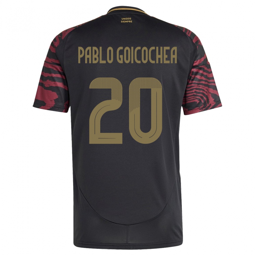 Hombre Camiseta Perú Juan Pablo Goicochea #20 Negro 2ª Equipación 24-26 La Camisa Argentina