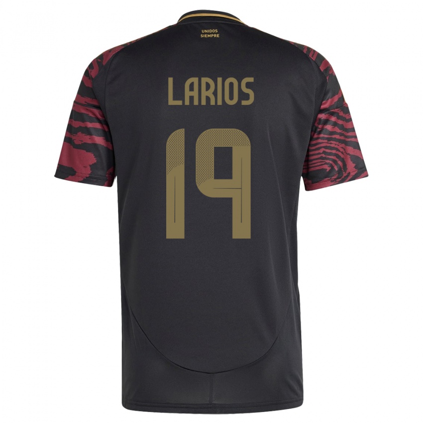 Hombre Camiseta Perú Guillermo Larios #19 Negro 2ª Equipación 24-26 La Camisa Argentina