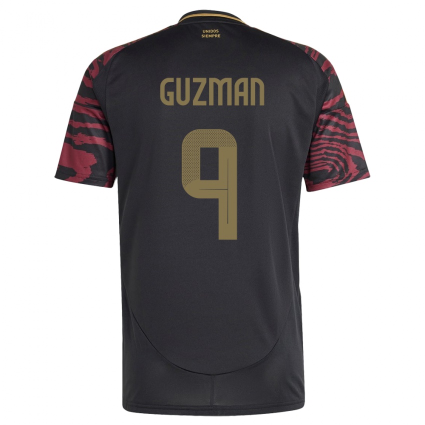 Hombre Camiseta Perú Víctor Guzmán #9 Negro 2ª Equipación 24-26 La Camisa Argentina