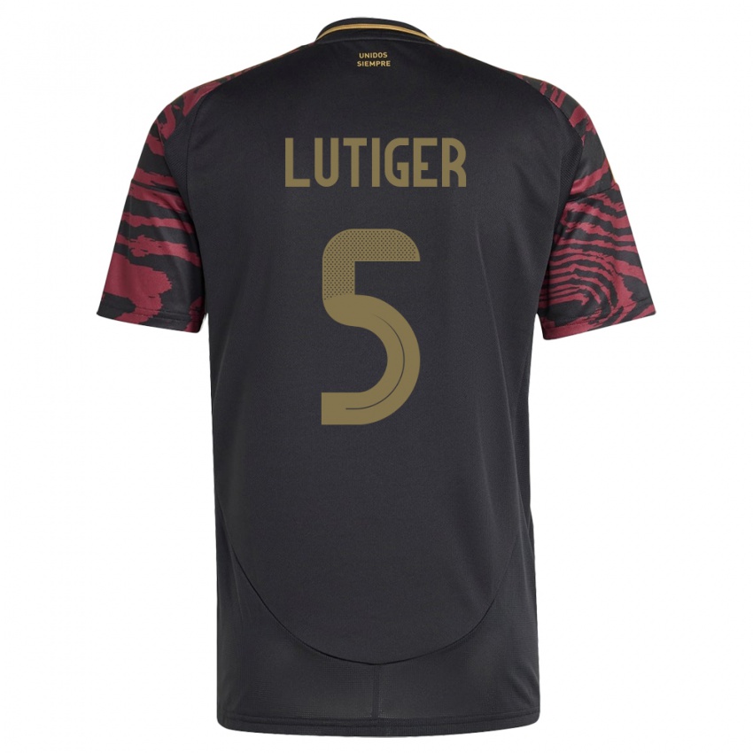 Hombre Camiseta Perú Rafael Lutiger #5 Negro 2ª Equipación 24-26 La Camisa Argentina