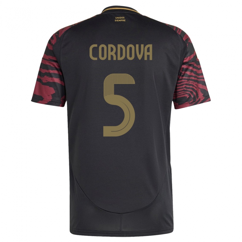 Hombre Camiseta Perú Bryan Córdova #5 Negro 2ª Equipación 24-26 La Camisa Argentina