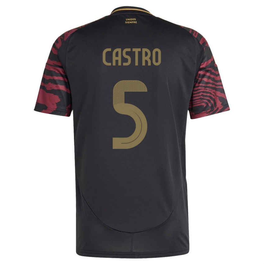 Hombre Camiseta Perú Rosa Castro #5 Negro 2ª Equipación 24-26 La Camisa Argentina