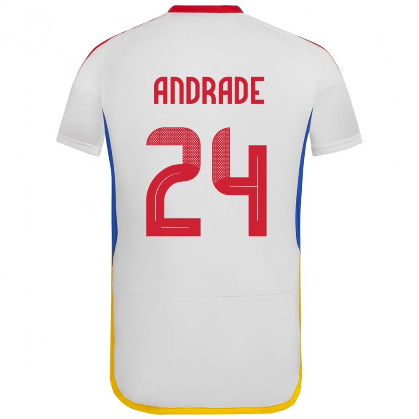 Hombre Camiseta Venezuela Kervin Andrade #24 Blanco 2ª Equipación 24-26 La Camisa Argentina