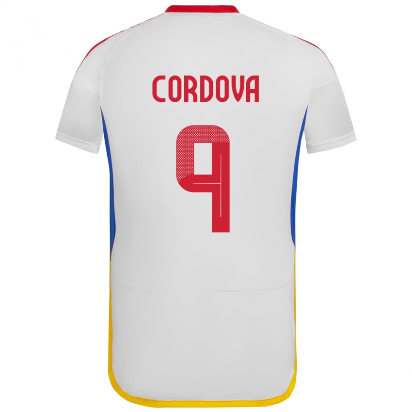 Hombre Camiseta Venezuela Sergio Córdova #9 Blanco 2ª Equipación 24-26 La Camisa Argentina