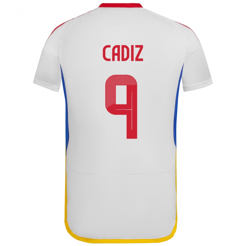 Hombre Camiseta Venezuela Jhonder Cádiz #9 Blanco 2ª Equipación 24-26 La Camisa Argentina