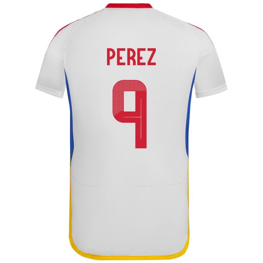 Hombre Camiseta Venezuela Daniel Pérez #9 Blanco 2ª Equipación 24-26 La Camisa Argentina