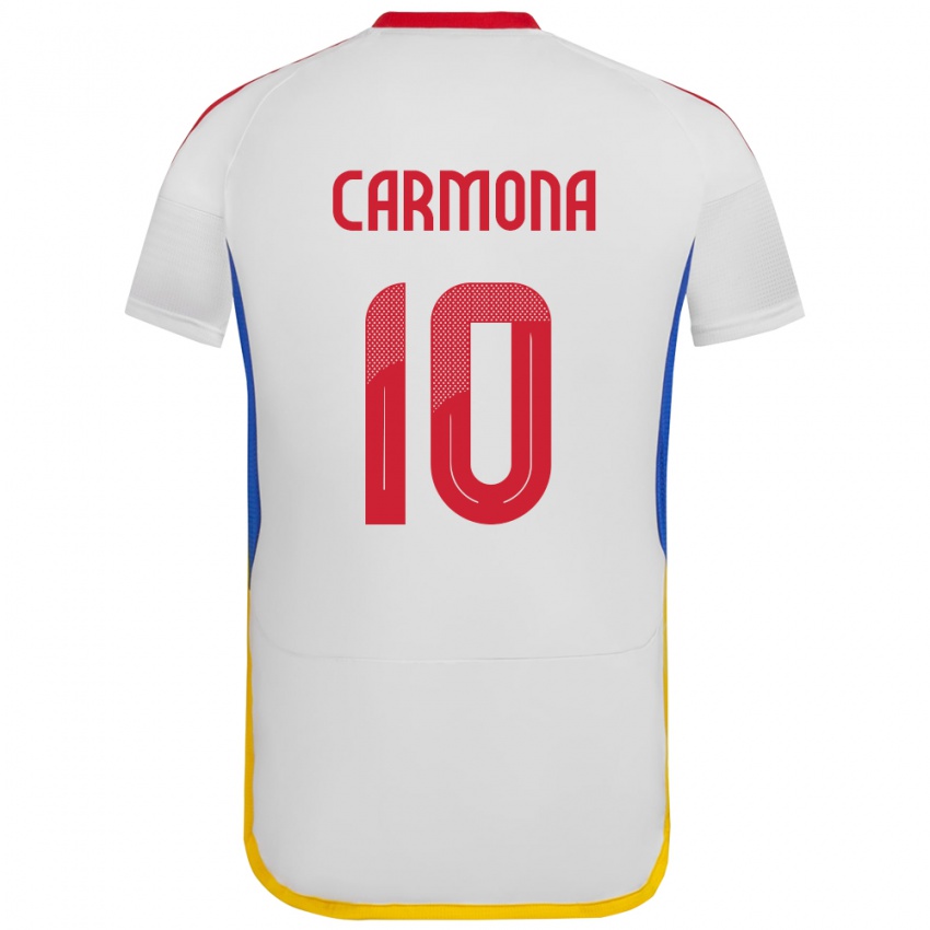 Hombre Camiseta Venezuela Wikelman Carmona #10 Blanco 2ª Equipación 24-26 La Camisa Argentina