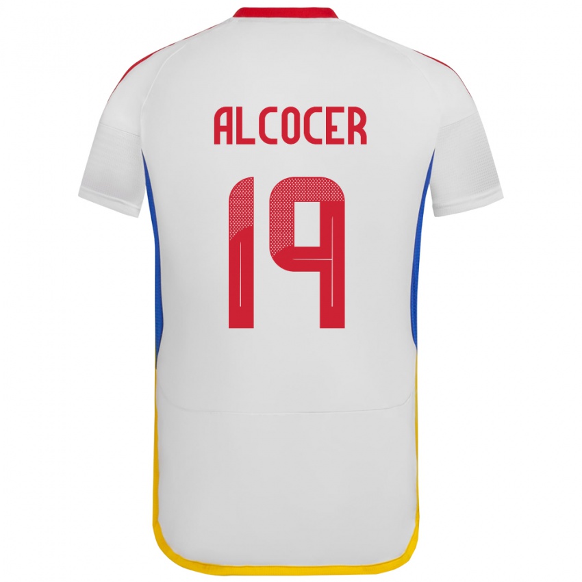 Hombre Camiseta Venezuela Brayan Alcocer #19 Blanco 2ª Equipación 24-26 La Camisa Argentina