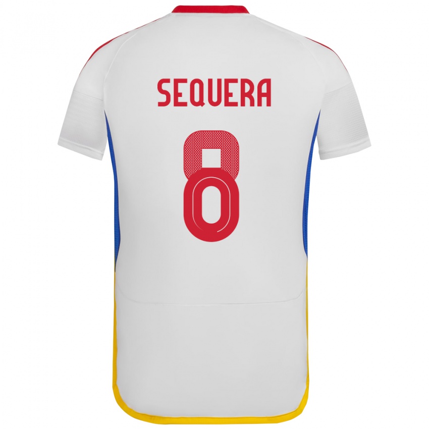 Hombre Camiseta Venezuela Giovanny Sequera #8 Blanco 2ª Equipación 24-26 La Camisa Argentina