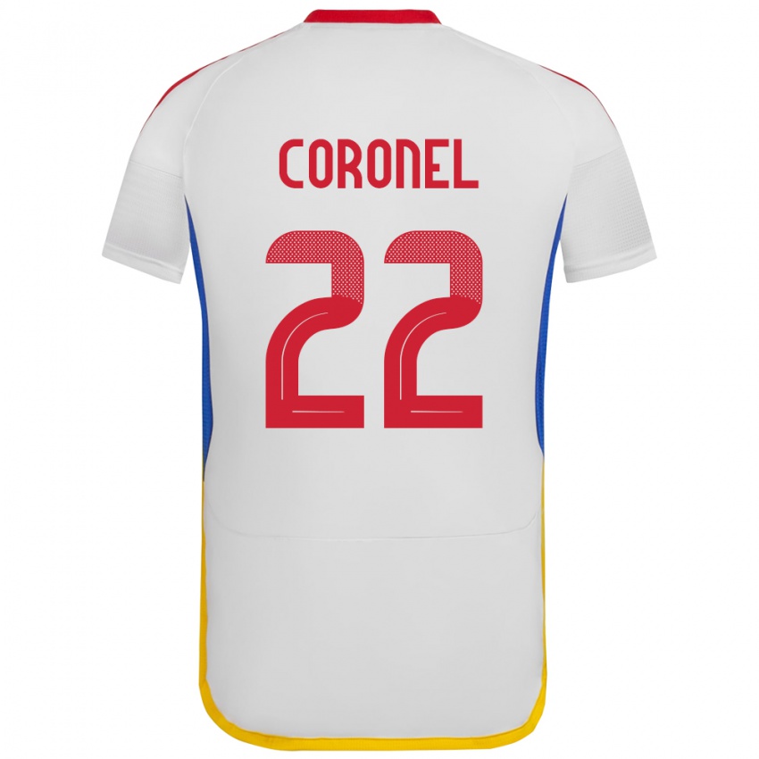 Hombre Camiseta Venezuela Nohelis Coronel #22 Blanco 2ª Equipación 24-26 La Camisa Argentina