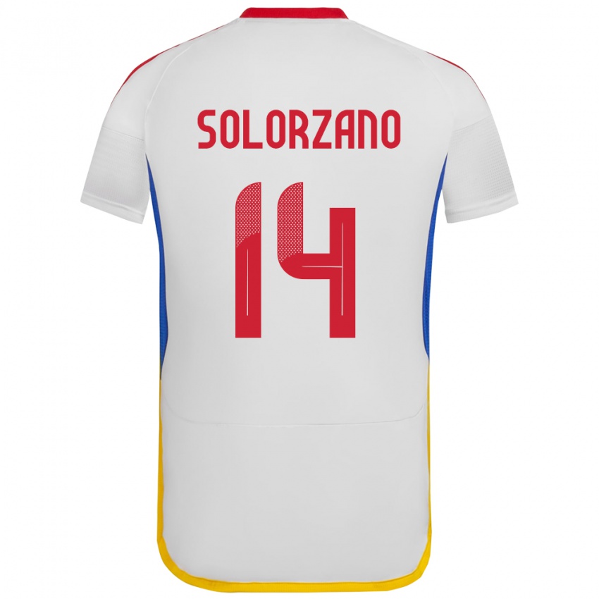 Hombre Camiseta Venezuela Fabiola Solórzano #14 Blanco 2ª Equipación 24-26 La Camisa Argentina