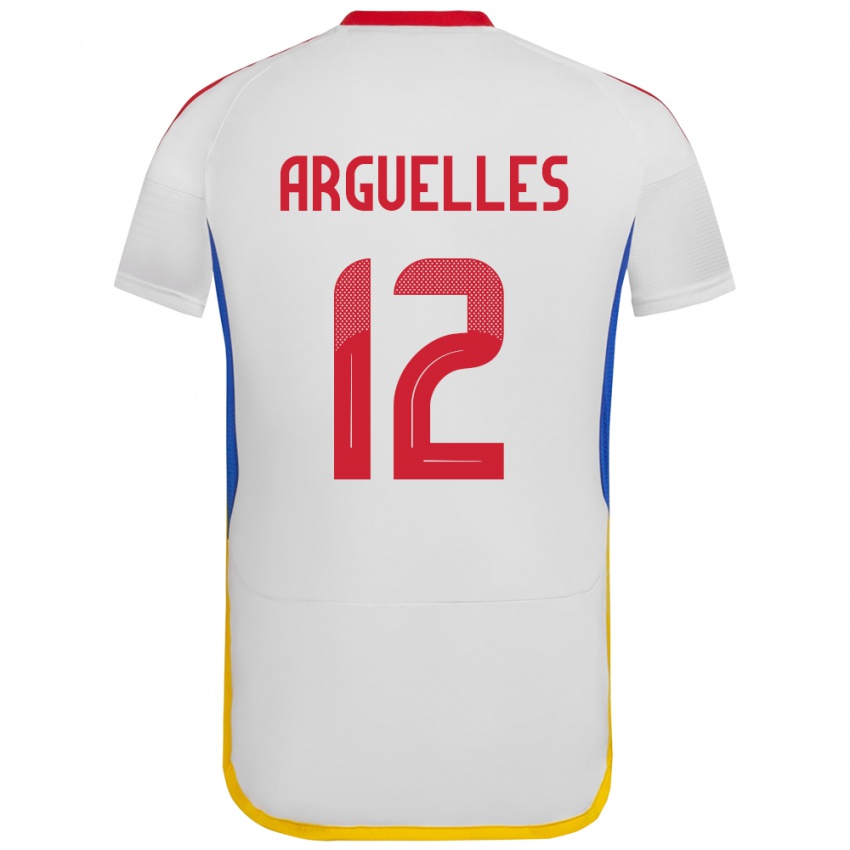 Hombre Camiseta Venezuela Wilmary Argüelles #12 Blanco 2ª Equipación 24-26 La Camisa Argentina