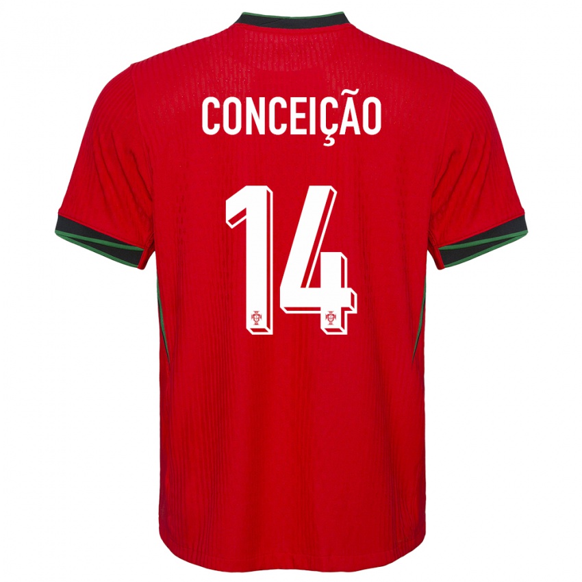 Mujer Camiseta Portugal Rodrigo Conceicao #14 Rojo 1ª Equipación 24-26 La Camisa Argentina