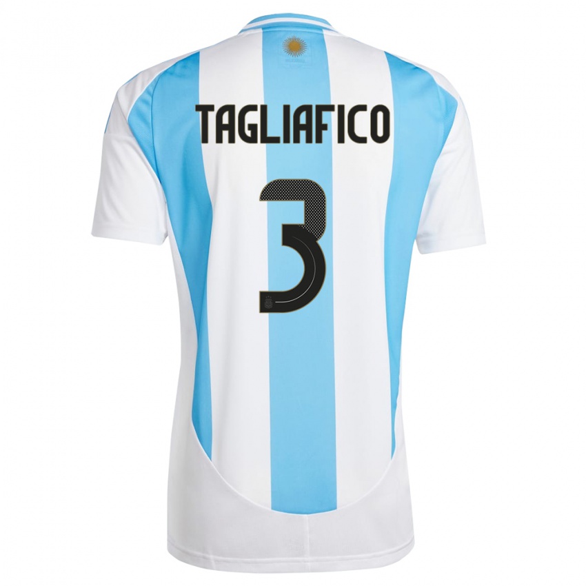 Mujer Camiseta Argentina Nicolas Tagliafico #3 Blanco Azul 1ª Equipación 24-26 La Camisa Argentina