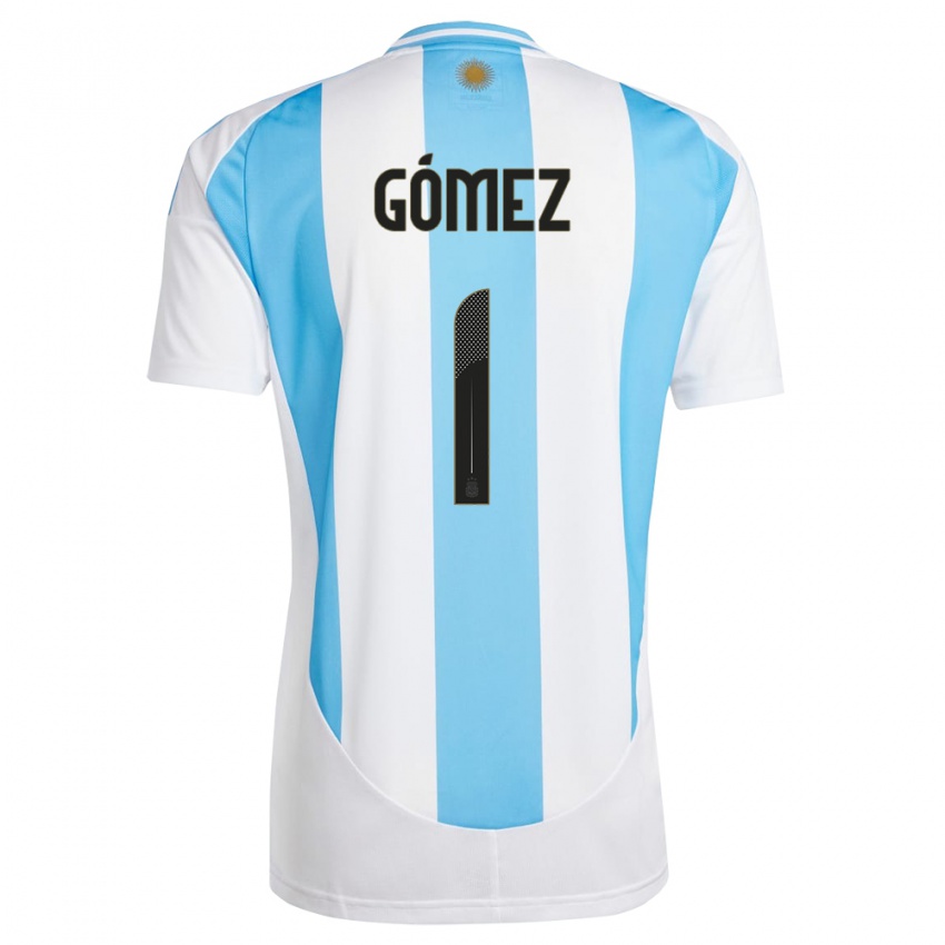 Mujer Camiseta Argentina Francisco Gomez #1 Blanco Azul 1ª Equipación 24-26 La Camisa Argentina