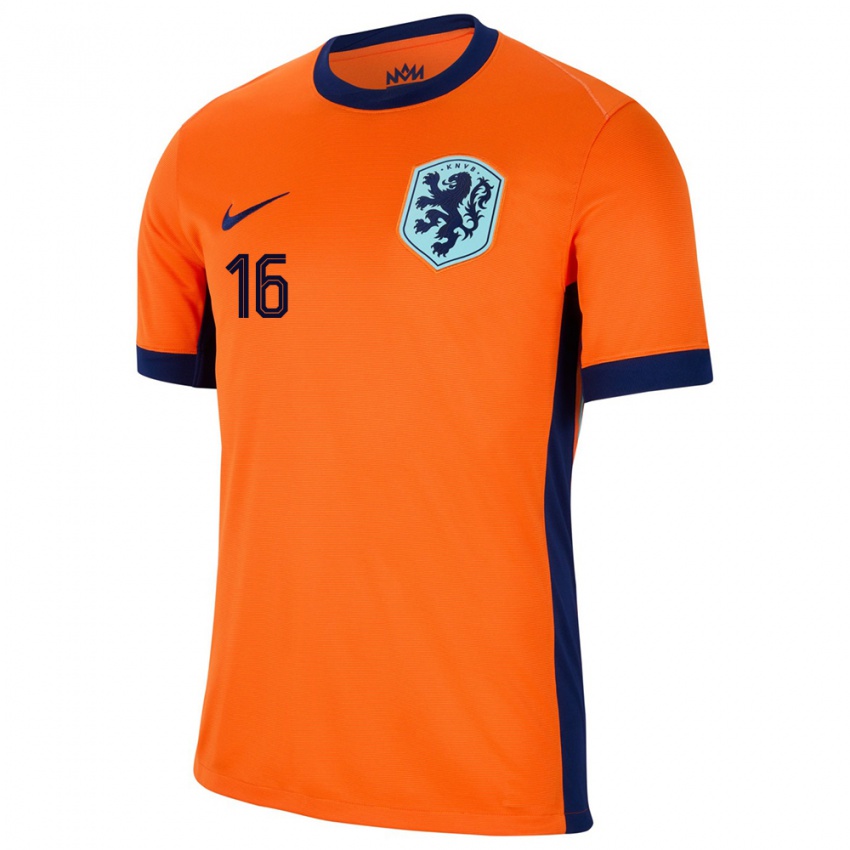Mujer Camiseta Países Bajos Bernt Klaverboer #16 Naranja 1ª Equipación 24-26 La Camisa Argentina