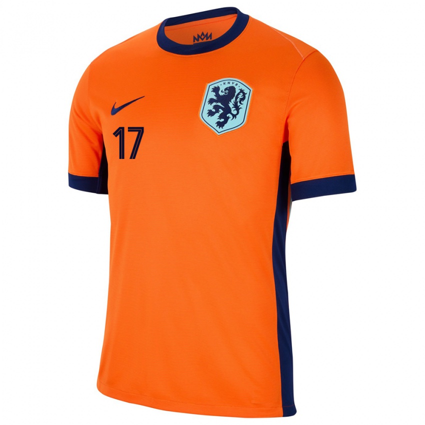 Mujer Camiseta Países Bajos Romee Leuchter #17 Naranja 1ª Equipación 24-26 La Camisa Argentina