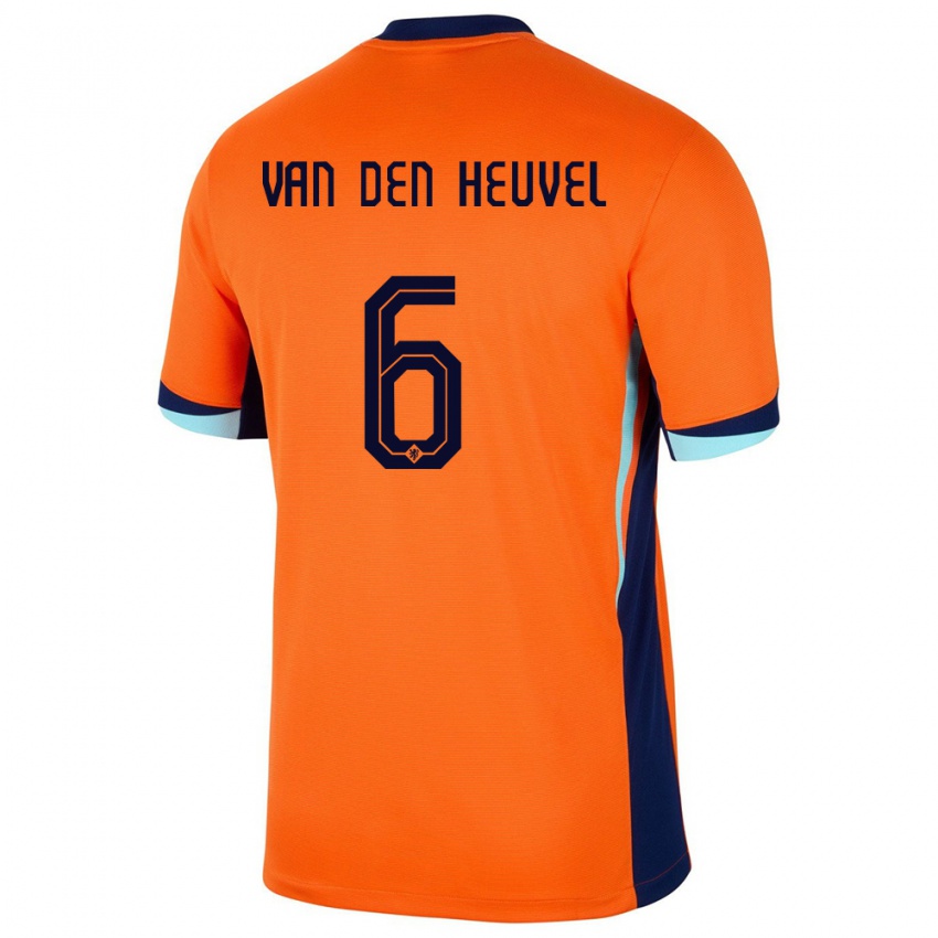 Mujer Camiseta Países Bajos Tim Van Den Heuvel #6 Naranja 1ª Equipación 24-26 La Camisa Argentina