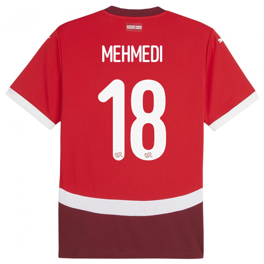 Mujer Camiseta Suiza Admir Mehmedi #18 Rojo 1ª Equipación 24-26 La Camisa Argentina