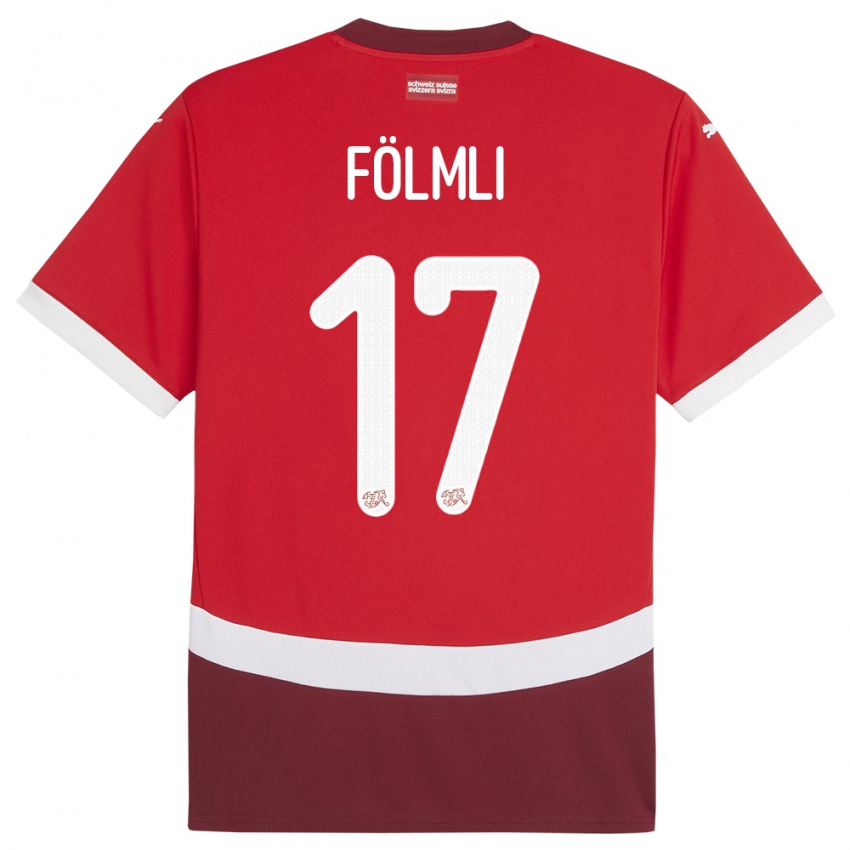 Mujer Camiseta Suiza Svenja Folmli #17 Rojo 1ª Equipación 24-26 La Camisa Argentina