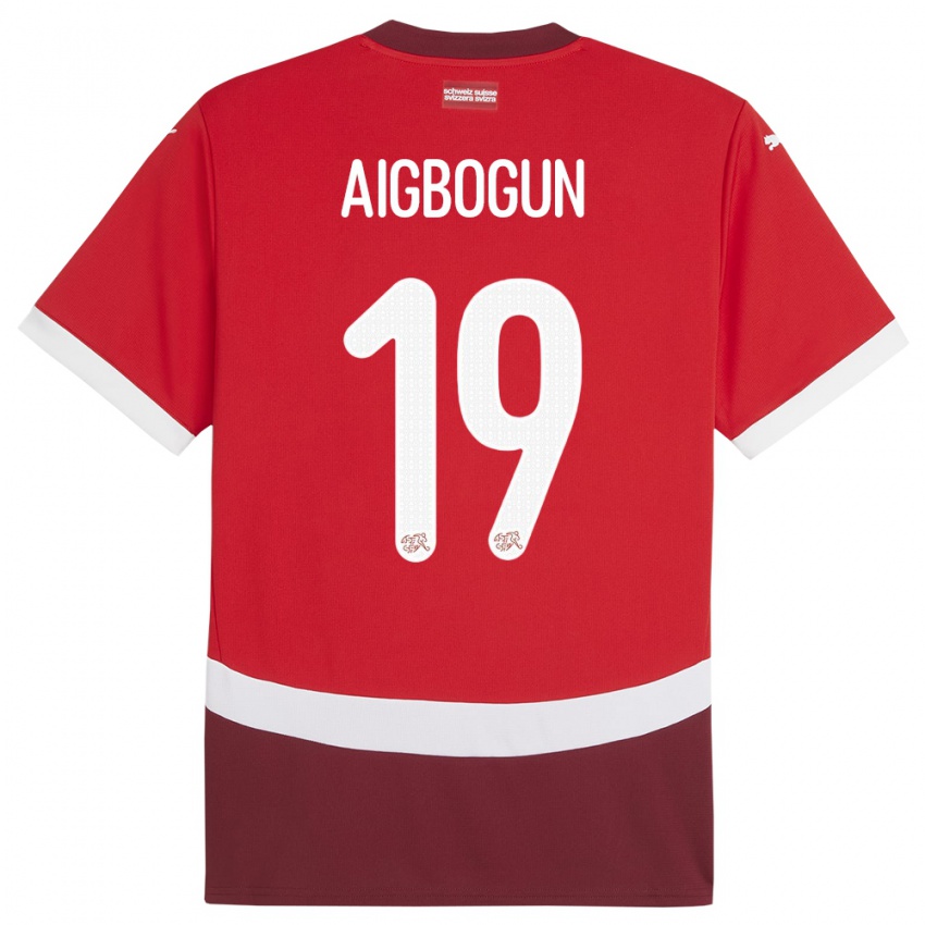 Mujer Camiseta Suiza Eseosa Aigbogun #19 Rojo 1ª Equipación 24-26 La Camisa Argentina