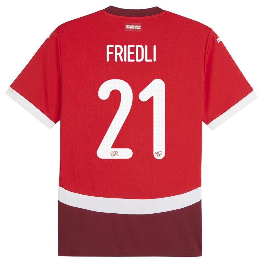 Mujer Camiseta Suiza Seraina Friedli #21 Rojo 1ª Equipación 24-26 La Camisa Argentina