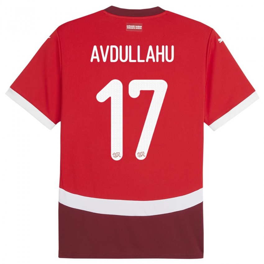 Mujer Camiseta Suiza Leon Avdullahu #17 Rojo 1ª Equipación 24-26 La Camisa Argentina