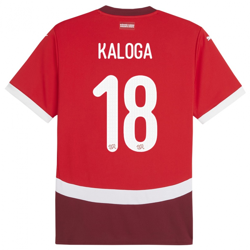 Mujer Camiseta Suiza Issa Kaloga #18 Rojo 1ª Equipación 24-26 La Camisa Argentina