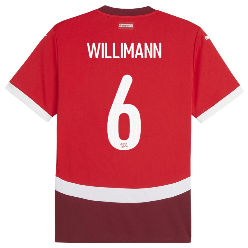 Mujer Camiseta Suiza Mauricio Willimann #6 Rojo 1ª Equipación 24-26 La Camisa Argentina