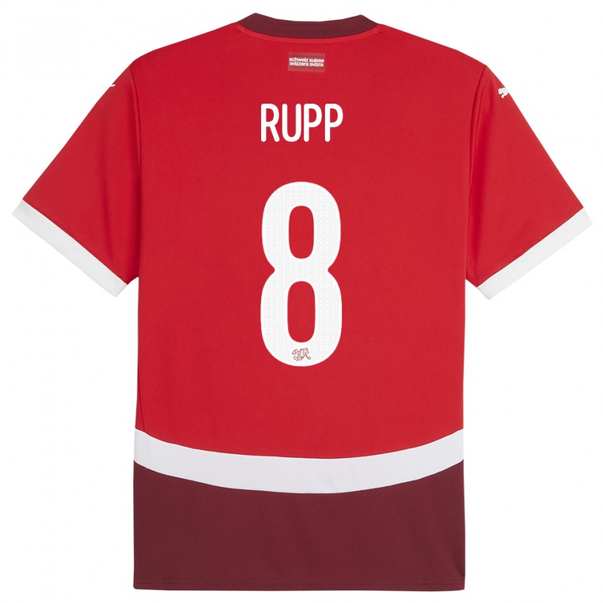 Mujer Camiseta Suiza Noah Rupp #8 Rojo 1ª Equipación 24-26 La Camisa Argentina
