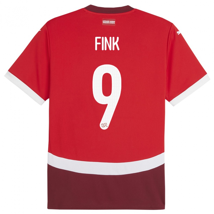 Mujer Camiseta Suiza Bradley Fink #9 Rojo 1ª Equipación 24-26 La Camisa Argentina