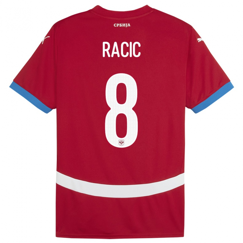 Mujer Camiseta Serbia Uros Racic #8 Rojo 1ª Equipación 24-26 La Camisa Argentina