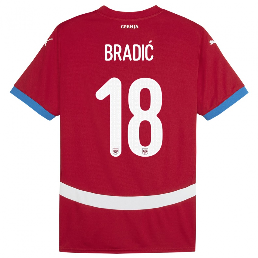 Mujer Camiseta Serbia Biljana Bradic #18 Rojo 1ª Equipación 24-26 La Camisa Argentina