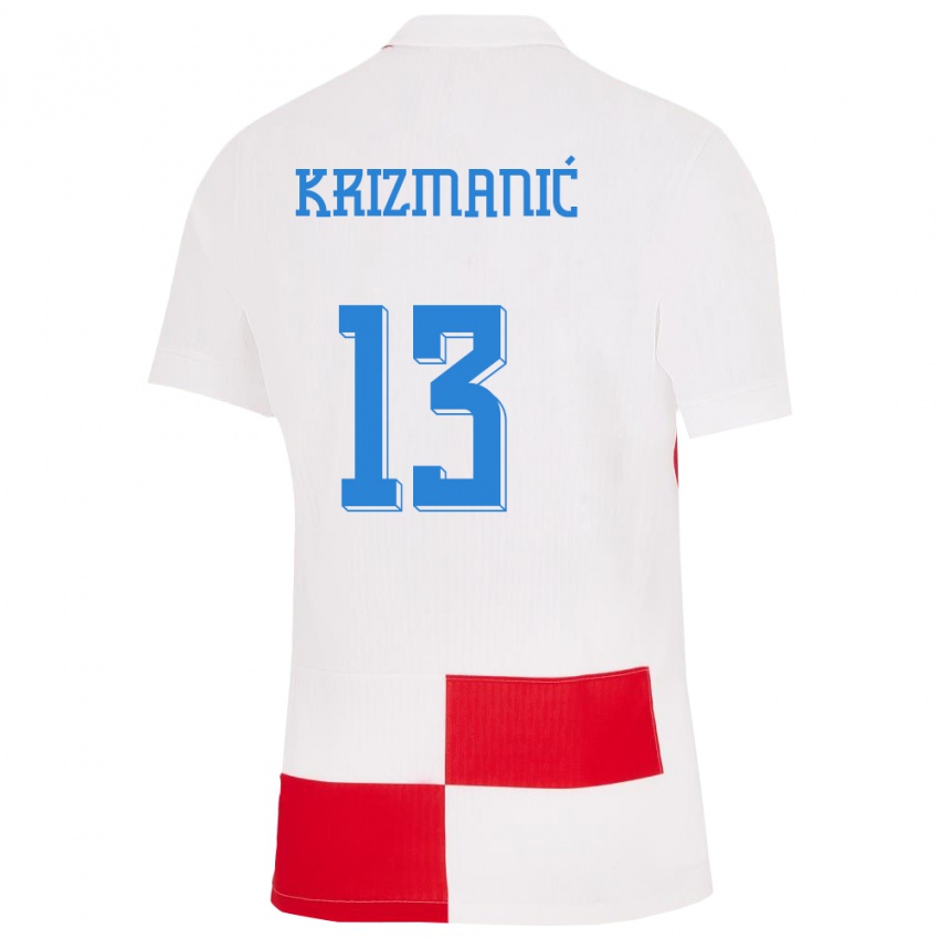Mujer Camiseta Croacia Kresimir Krizmanic #13 Blanco Rojo 1ª Equipación 24-26 La Camisa Argentina