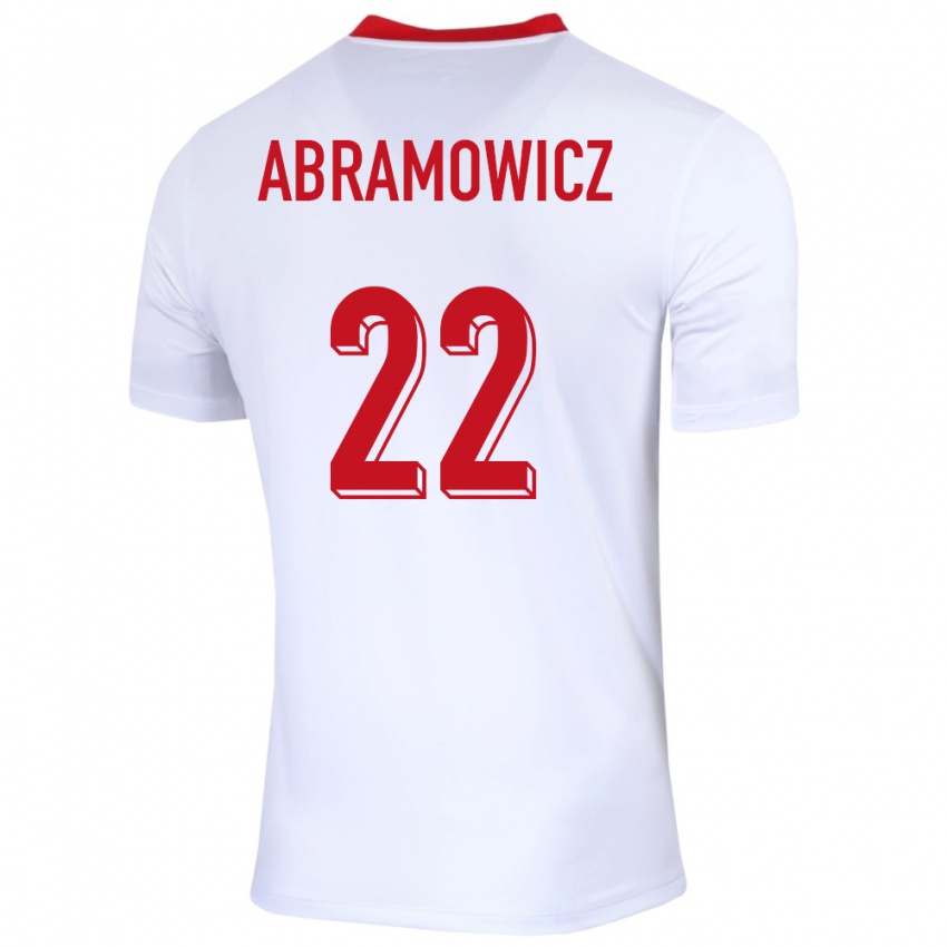 Mujer Camiseta Polonia Slawomir Abramowicz #22 Blanco 1ª Equipación 24-26 La Camisa Argentina