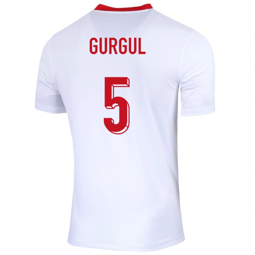 Mujer Camiseta Polonia Michal Gurgul #5 Blanco 1ª Equipación 24-26 La Camisa Argentina