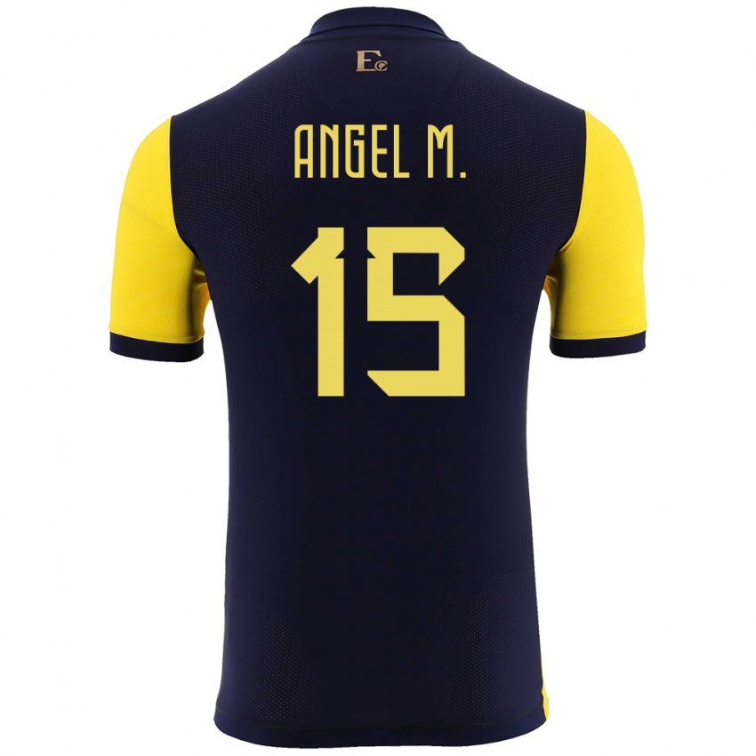 Mujer Camiseta Ecuador Angel Mena #15 Amarillo 1ª Equipación 24-26 La Camisa Argentina