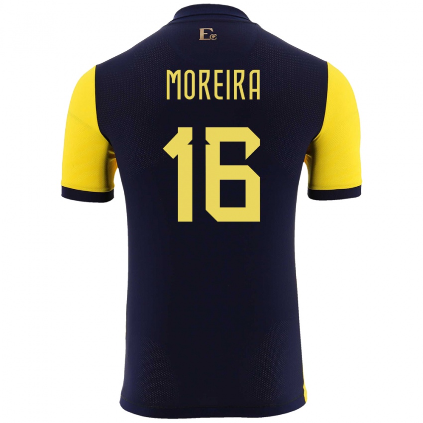 Mujer Camiseta Ecuador Ligia Moreira #16 Amarillo 1ª Equipación 24-26 La Camisa Argentina