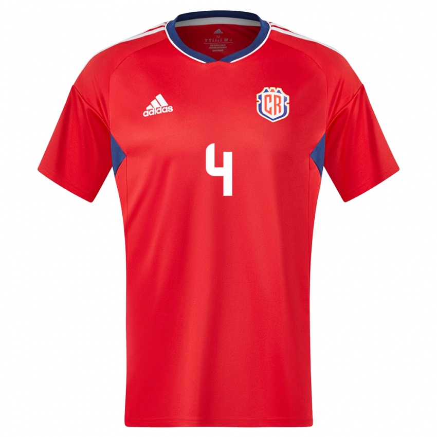 Mujer Camiseta Costa Rica Brandon Calderon #4 Rojo 1ª Equipación 24-26 La Camisa Argentina